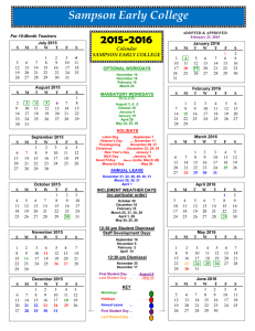2015-2016  Calendar SAMPSON EARLY COLLEGE