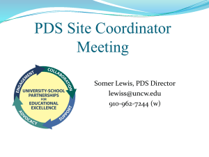 PDS Site Coordinator Meeting Somer Lewis, PDS Director