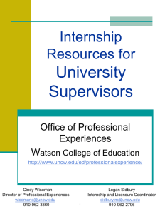 University Supervisors Internship Resources for