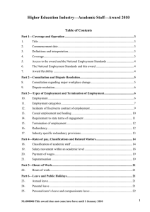 Higher Education Industry—Academic Staff—Award 2010 Table of Contents