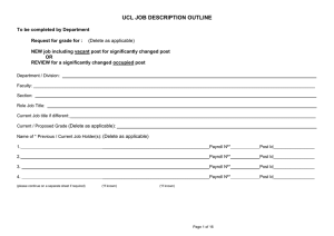 UCL JOB DESCRIPTION OUTLINE