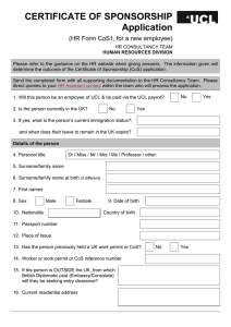 CERTIFICATE OF SPONSORSHIP Application  (HR Form CoS1,