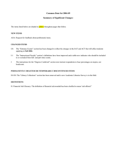 Common Data Set 2004-05 Summary of Significant Changes: