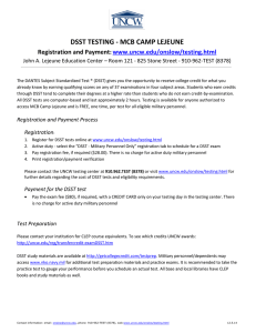 DSST TESTING - MCB CAMP LEJEUNE Registration and Payment:  www.uncw.edu/onslow/testing.html