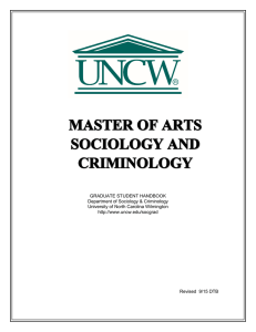 GRADUATE STUDENT HANDBOOK Department of Sociology &amp; Criminology
