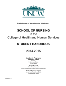 SCHOOL OF NURSING STUDENT HANDBOOK in the College of Health and Human Services