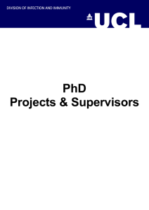 PhD Projects &amp; Supervisors DIVISION OF INFECTION AND IMMUNITY