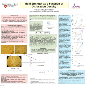 Yield Strength as a Function of Dislocation Density Travis Grider, David Bahr