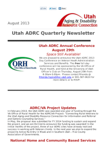 Utah ADRC Quarterly Newsletter August 2013 Utah ADRC Annual Conference August 29th