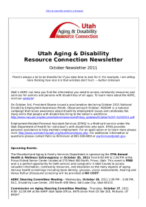 Utah Aging &amp; Disability Resource Connection Newsletter October Newsletter 2011