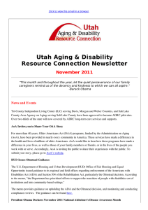 Utah Aging &amp; Disability Resource Connection Newsletter November 2011