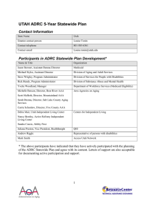 UTAH ADRC 5-Year Statewide Plan Contact Information