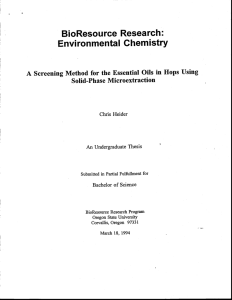 Environmental Chemistry BioResource Research: Solid-Phase Microextraction