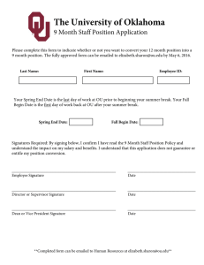 The University of Oklahoma 9 Month Staff Position Application