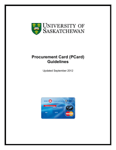 Procurement Card (PCard) Guidelines  Updated September 2012