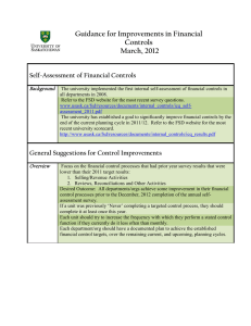 Guidance for Improvements in Financial Controls March, 2012