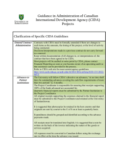 Guidance in Administration of Canadian International Development Agency (CIDA) Projects