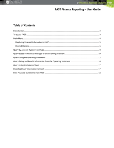 FAST Finance Reporting – User Guide  Table of Contents