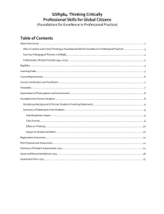 GSR984: Thinking Critically Professional Skills for Global Citizens Table of Contents