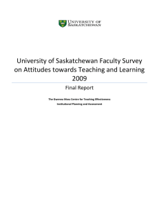 University of Saskatchewan Faculty Survey on Attitudes towards Teaching and Learning 2009