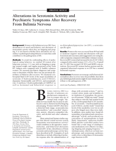 Alterations in Serotonin Activity and Psychiatric Symptoms After Recovery From Bulimia Nervosa