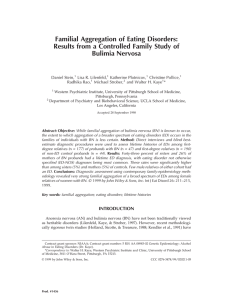 Familial Aggregation of Eating Disorders: Bulimia Nervosa