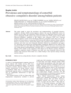 Prevalence and symptomatology of comorbid obsessive–compulsive disorder among bulimic patients Regular Article
