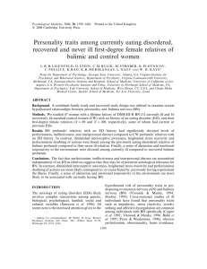 Personality traits among currently eating disordered,