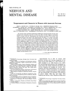 NERVOUS  AND MENTAL  DISEASE Temperament and Character in Women Anorexia Nervosa