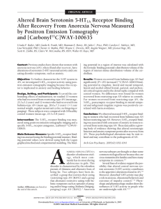 Altered Brain Serotonin 5-HT Receptor Binding After Recovery From Anorexia Nervosa Measured