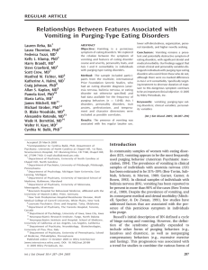 Relationships Between Features Associated with Vomiting in Purging-Type Eating Disorders