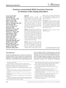 Features Associated With Excessive Exercise in Women with Eating Disorders