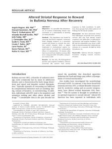 Altered Striatal Response to Reward in Bulimia Nervosa After Recovery