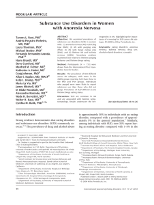 Substance Use Disorders in Women with Anorexia Nervosa Tammy L. Root, PhD