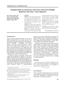 Aripiprazole in Anorexia Nervosa and Low-Weight Bulimia Nervosa: Case Reports