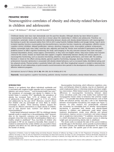 Neurocognitive correlates of obesity and obesity-related behaviors in children and adolescents