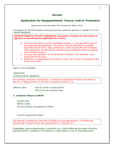 Application For Reappointment, Tenure, And/or Promotion 1