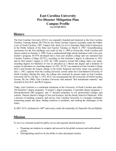 East Carolina University Pre-Disaster Mitigation Plan Campus Profile History