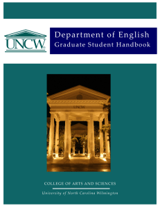 Department of English Graduate Student Handbook University of North Carolina Wilmington