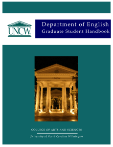 Department of English Graduate Student Handbook COLLEGE OF ARTS AND SCIENCES