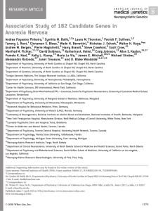 Association Study of 182 Candidate Genes in Anorexia Nervosa RESEARCH ARTICLE