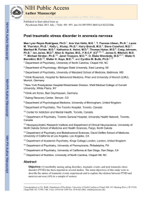 NIH Public Access Author Manuscript Post traumatic stress disorder in anorexia nervosa