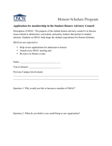 Application for membership in the Student Honors Advisory Council