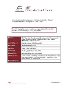 Combinatorial Development of Biomaterials for Clonal Please share