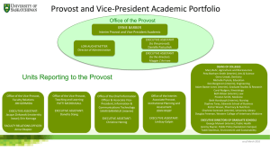 Provost and Vice-President Academic Portfolio Office of the Provost ERNIE BARBER