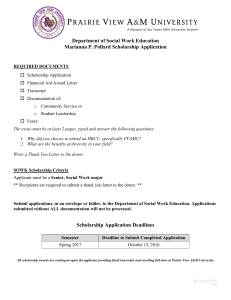 Department of Social Work Education Marianna P. Pollard Scholarship Application