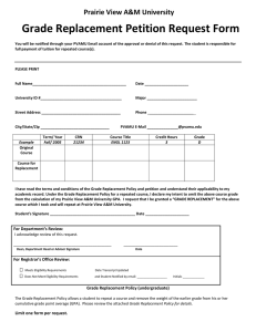 Grade Replacement Petition Request Form Prairie View A&amp;M University