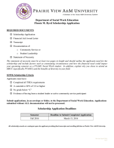 Department of Social Work Education Flossie M. Byrd Scholarship Application