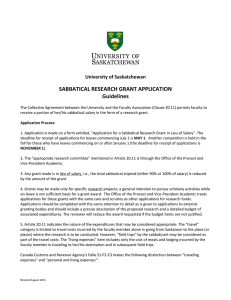 SABBATICAL RESEARCH GRANT APPLICATION Guidelines University of Saskatchewan