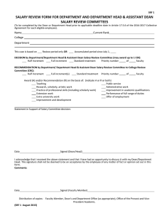 SALARY REVIEW FORM FOR DEPARTMENT AND DEPARTMENT HEAD &amp; ASSISTANT... SALARY REVIEW COMMITTEES